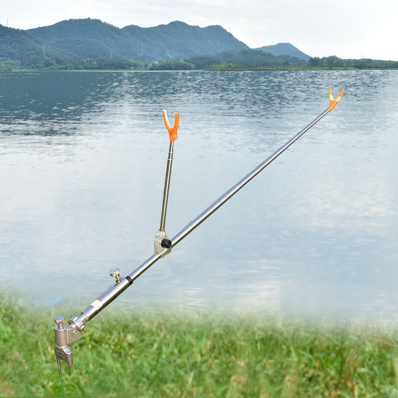 Fishing Rod Telescopic - ที่วางคันเบ็ดแบบยืดหดได้ ทำจากสแตนเลส ปรับระดับได้ ถอดประกอบได้ ใช้ตั้งบนพื้น สำหรับตกปลาชายฝั่ง