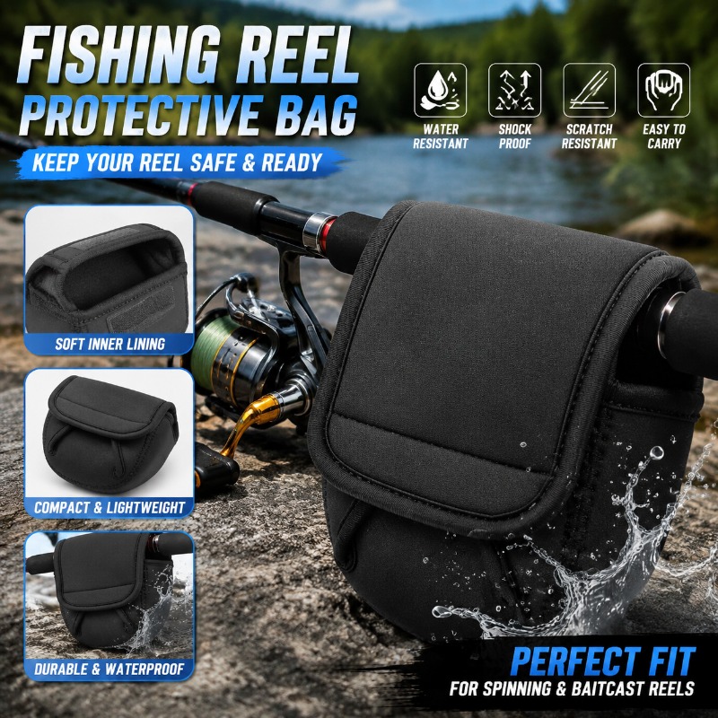 Fishing Rod Case - กระเป๋าป้องกันรอกตกปลา กระเป๋าใส่รอกสปินนิ่ง สำหรับรอกขนาด 500-8000 อุปกรณ์จัดเก็บอุปกรณ์ตกปลาสำหรับกิจกรรมกลางแจ้ง